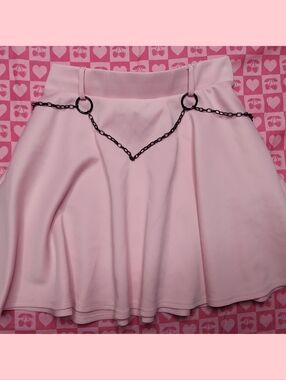 Hot Topic Pink Circle-Chain Skater Skirt